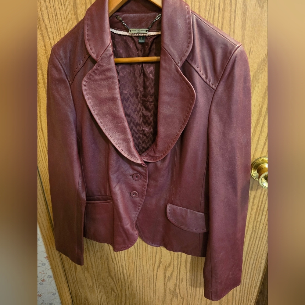 Wilsons Leather L Women's Burgundy Leather Jacket